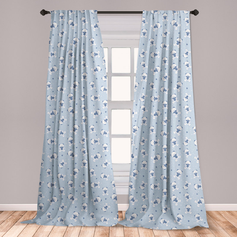 East Urban Home Ambesonne Nursery Window Curtains, Teddy Bears Blue